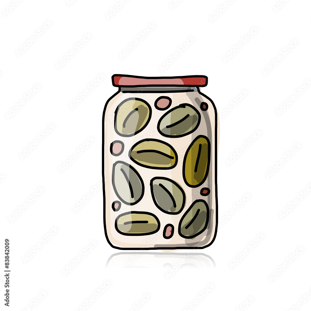 Bank of pickled olives, sketch for your design Bank of pickled olives, sketch for your design