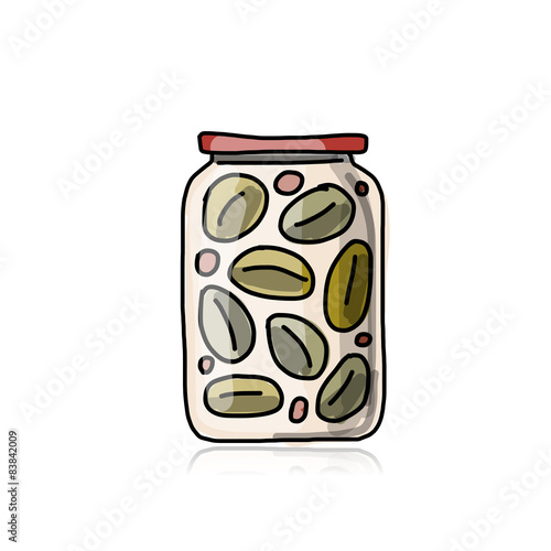Bank of pickled olives, sketch for your design
