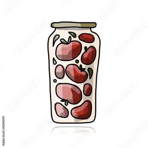 Bank of pickled tomatos, sketch for your design