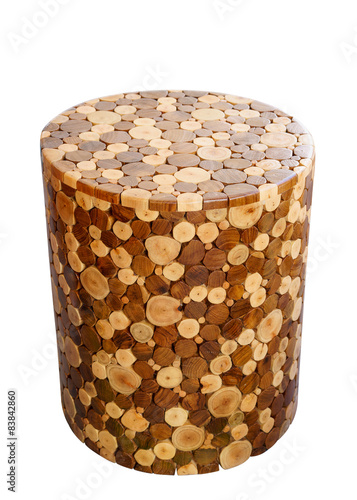 Wooden stool isolated on white background