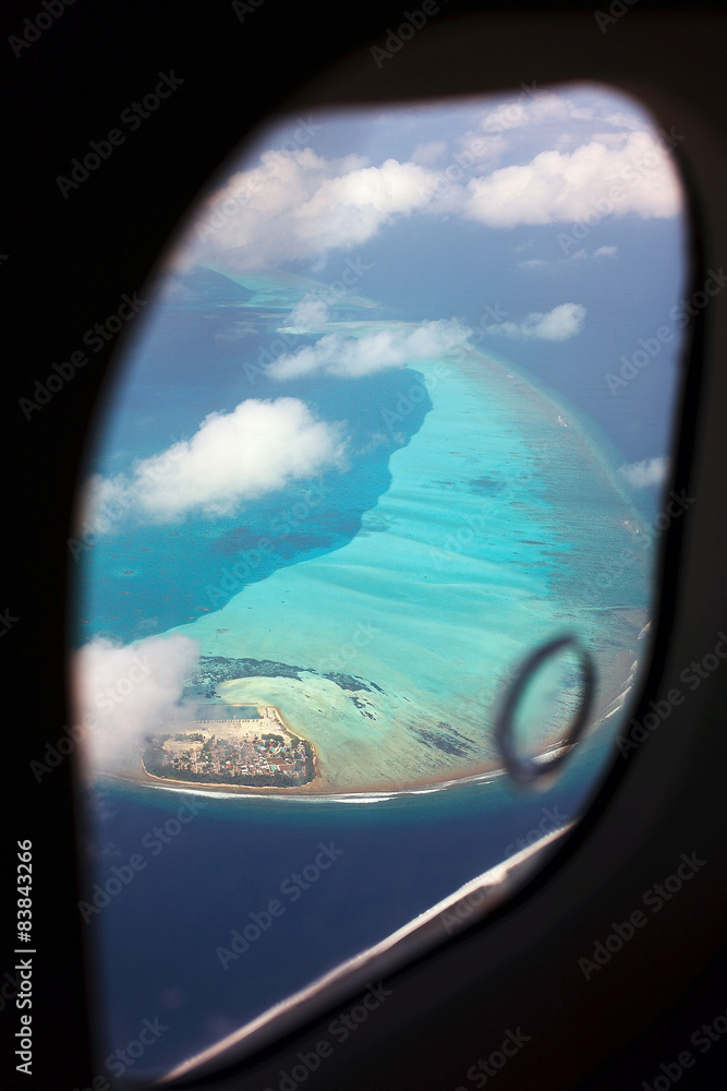 Fototapeta premium View from a plane on island