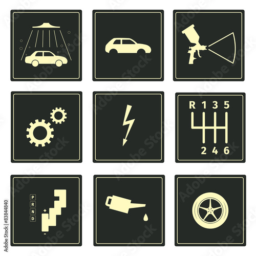 Car serice icons set