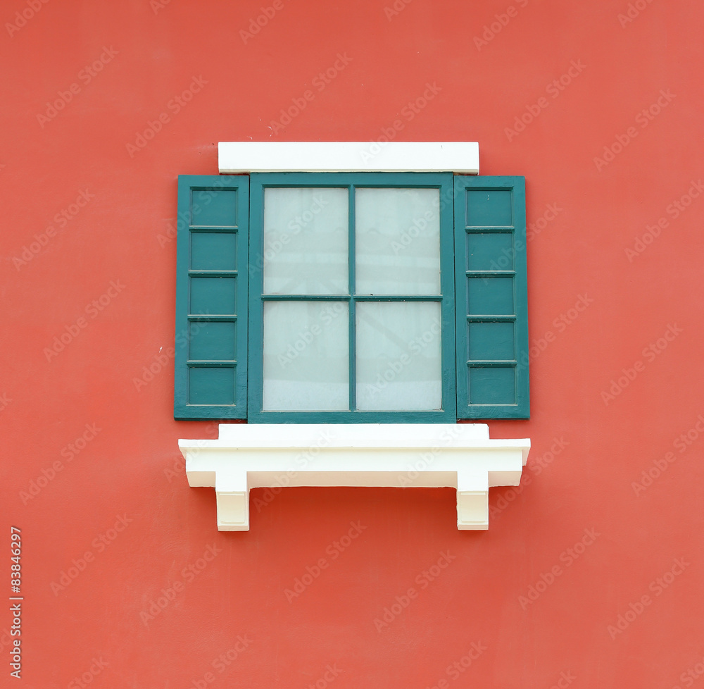 Obraz premium Vintage window with wall background