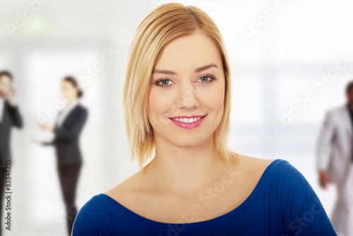 Casual woman smiling.