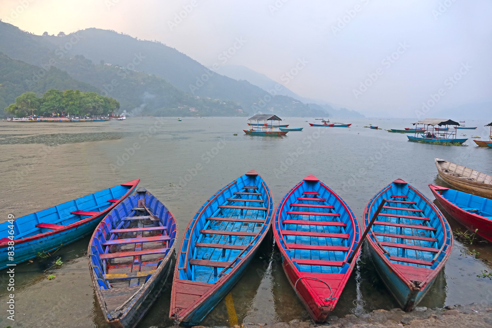 Boats on a lake in Asia