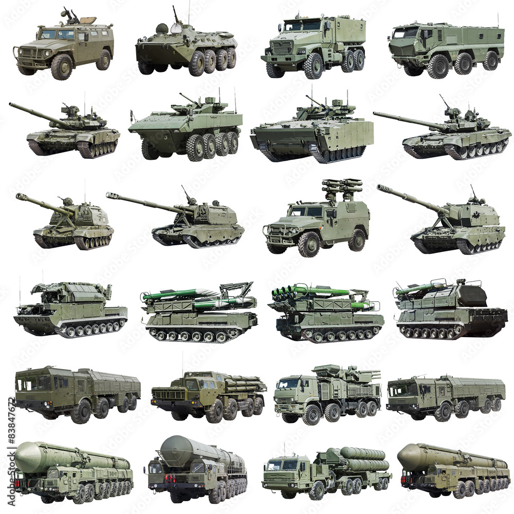 modern Russian armored military vehicles isolated modern Russian armored military vehicles isolated
