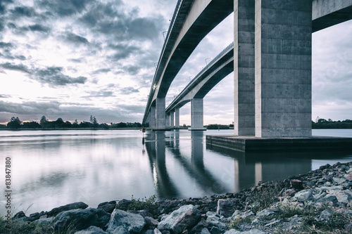 The Gateway Bridge at sunset in Brisbane. photo