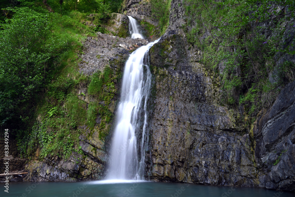 Waterfall on the Zmeika river. National Park, Sochi, Russia. Waterfall on the Zmeika river. National Park, Sochi, Russia.