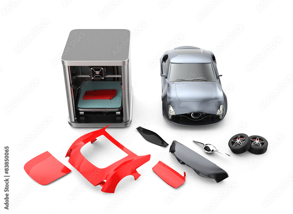 3D printer printing car body parts. Customize printing service.