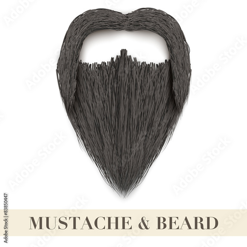 Realistic Black beard with curly mustache