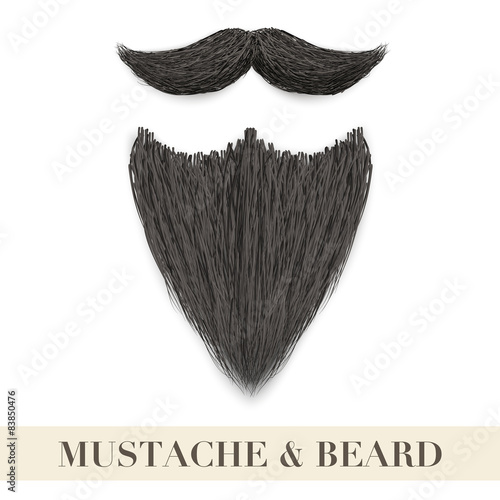 Realistic Black beard with curly mustache