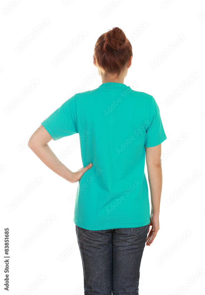 female with blank t-shirt (back side) female with blank t-shirt (back side)