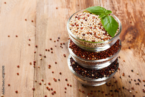 Принти на полотні White, red, black and mixed raw quinoa grain