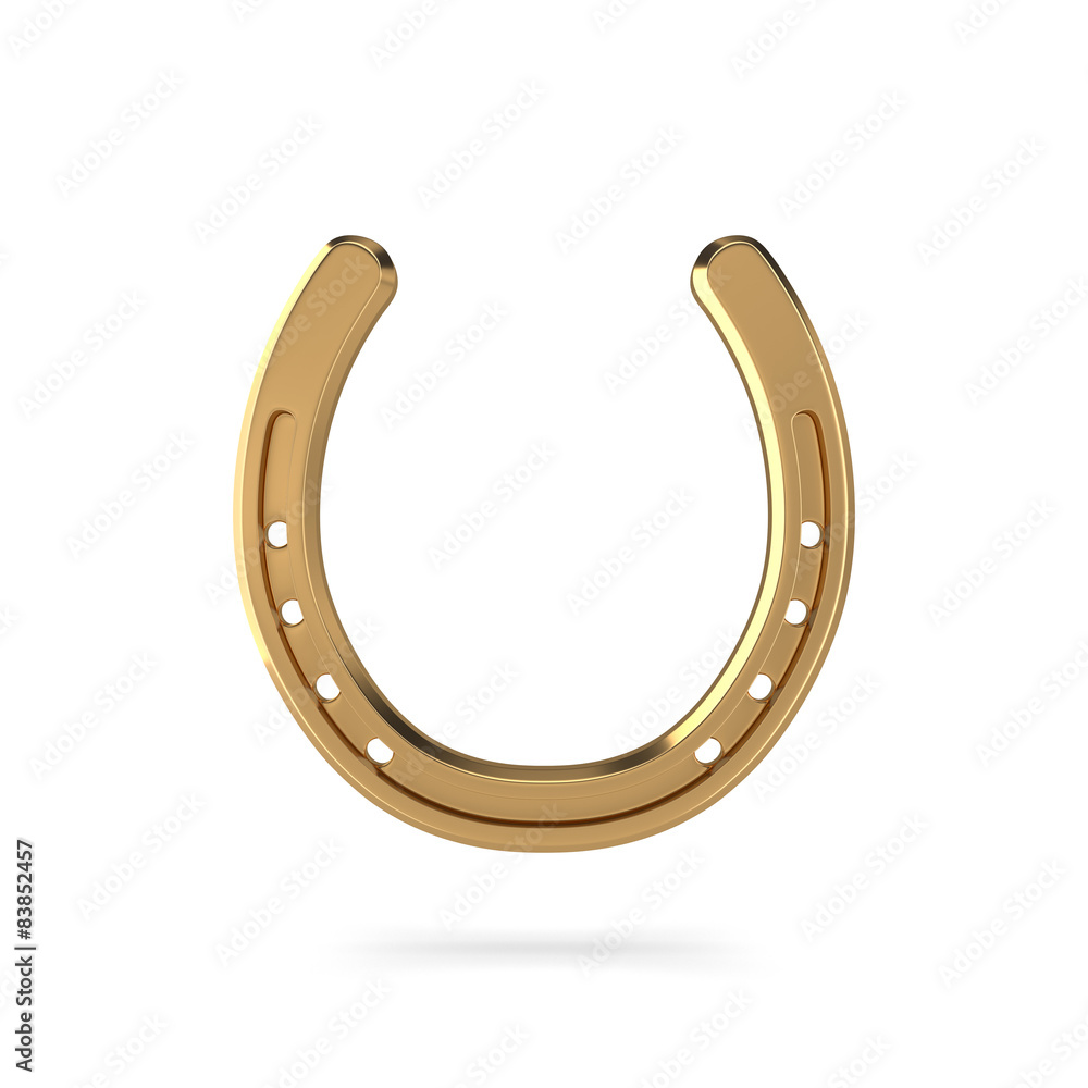 Golden horseshoe on white background Golden horseshoe on white background