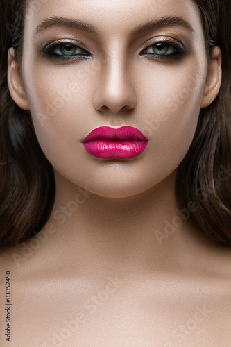 Portrait of woman with a big lips
