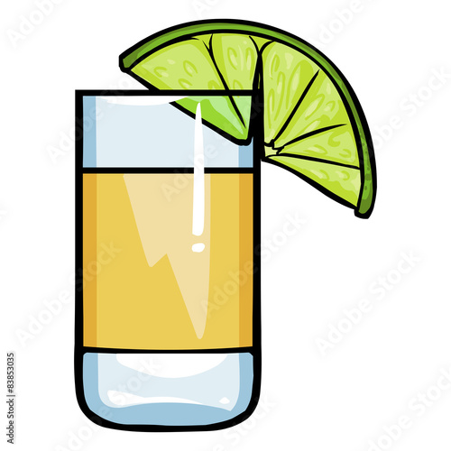 Vector Cartoon  Shot of Tequila with a Lime