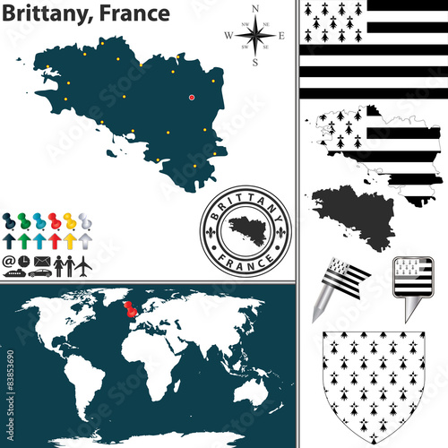 Map of Brittany, France Fototapet