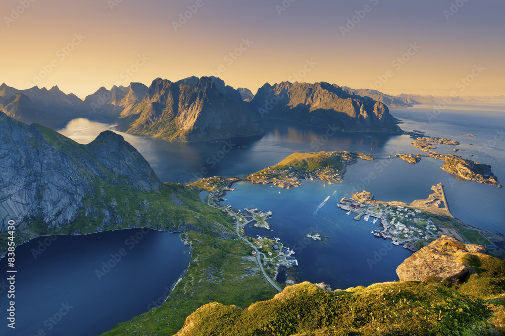 Lofoten Islands. View from Reinebringen at Lofoten Islands.