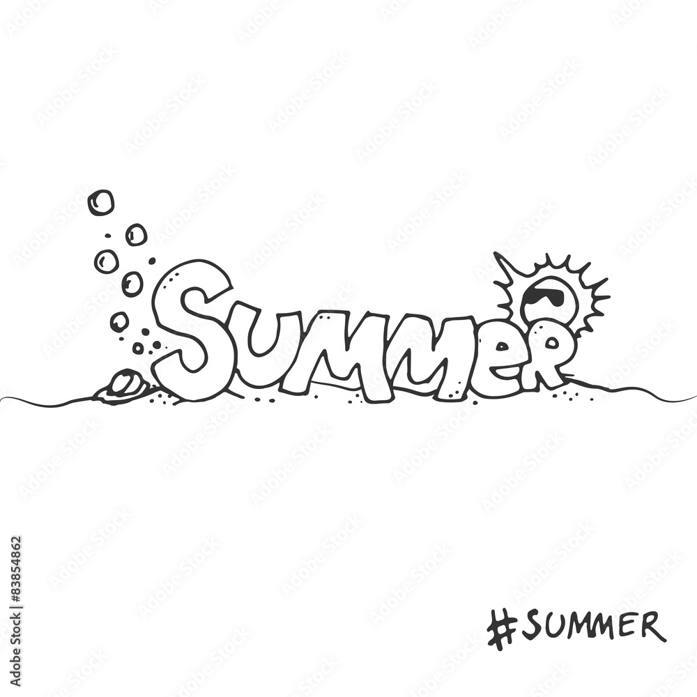 Hand drawn graphical lettering summer
