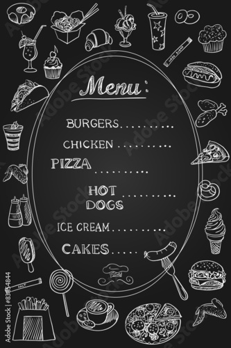 Food Menu on Chalkboard