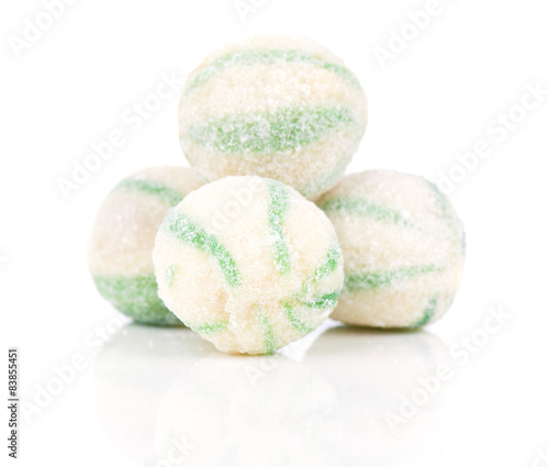 Peppermint olorful candies, on a white background