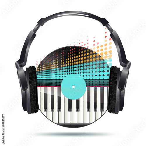 headphones with vinyl disk and equalizer
