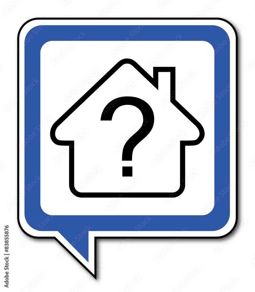 Logo maison et point d'interrogation. Logo maison et point d'interrogation.