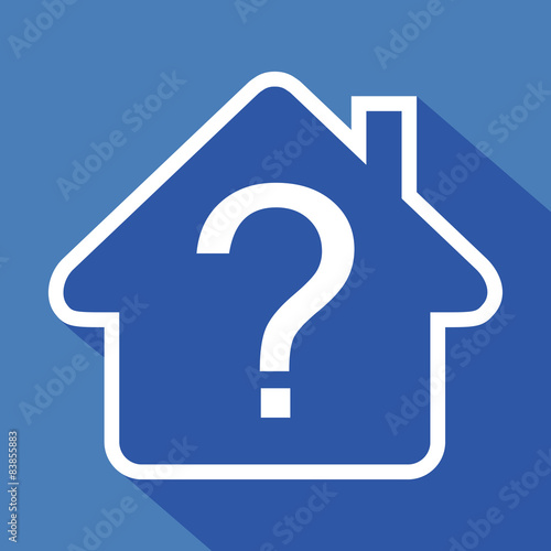 Logo maison et point d'interrogation.
