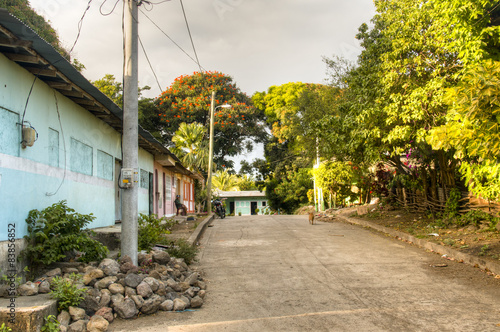 Fototapeta Naklejka Na Ścianę i Meble -  Street in Moyogalpa on Ometepe Island in Nicaragua