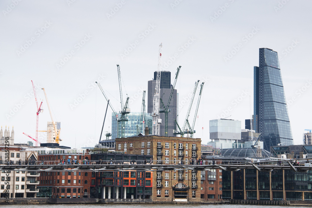 View on London skyline from the Thames river, London, UK
