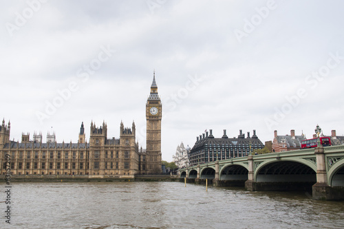 Houses of parliament with Big Ben and Westminster bridge  