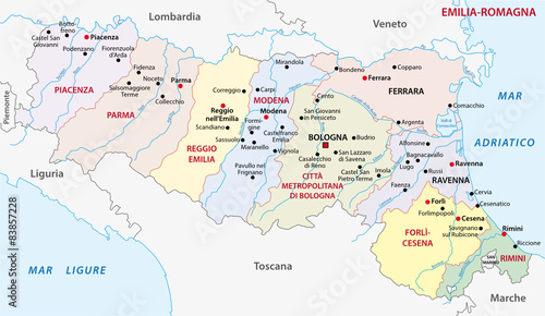 emilia-romagna administrative map photo