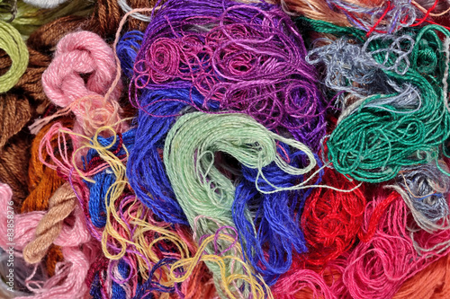 Colorful embroidery floss background © sss615