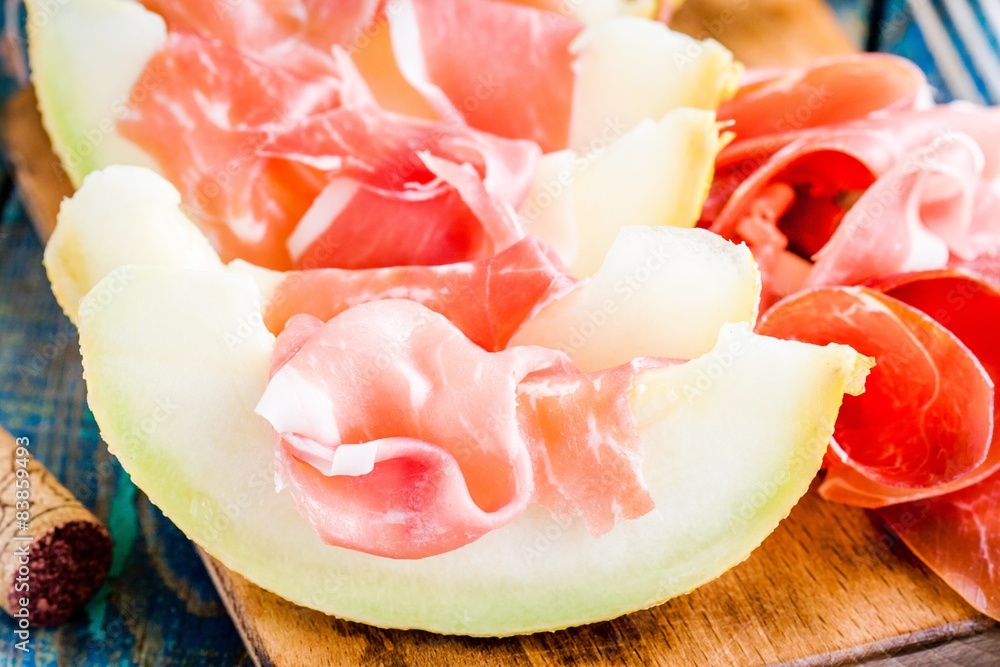 melon with thin slices of prosciutto
