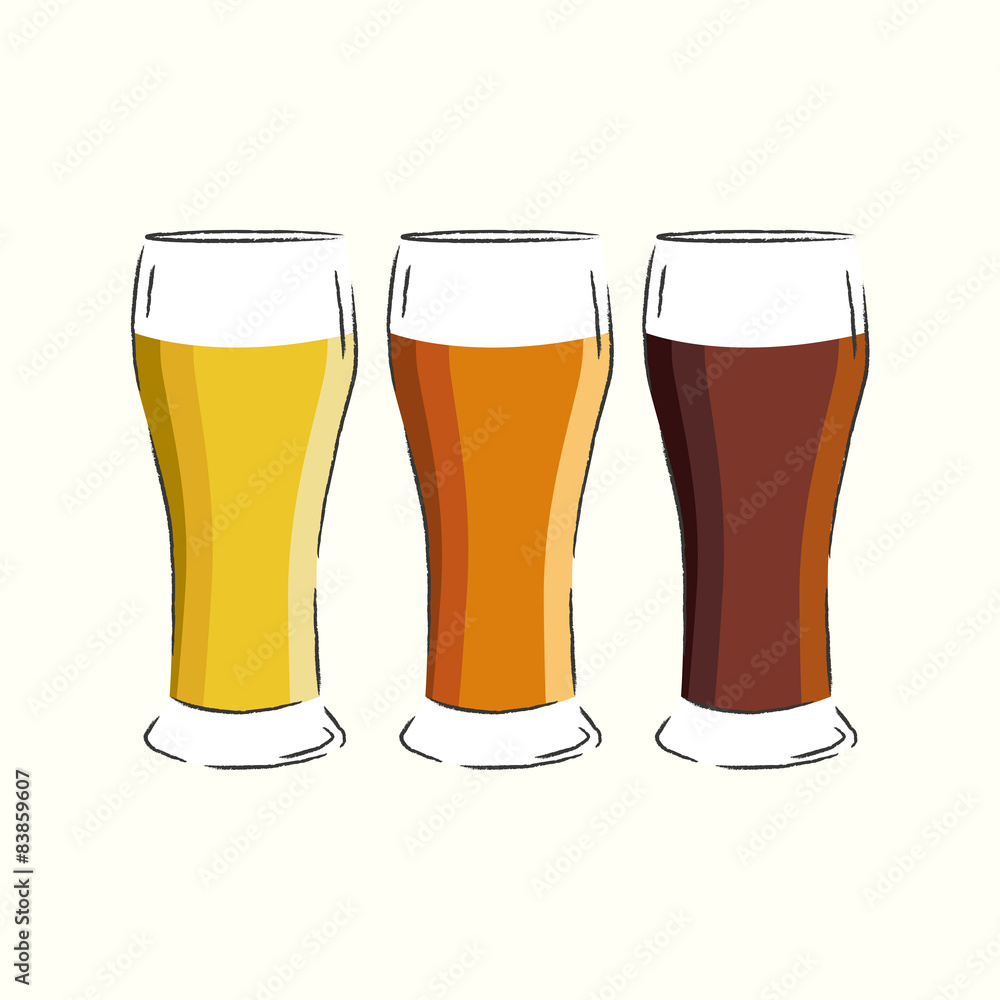 Three glasses of beer