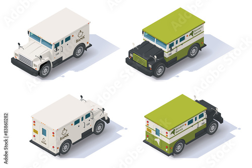 Vector isometric armored truck