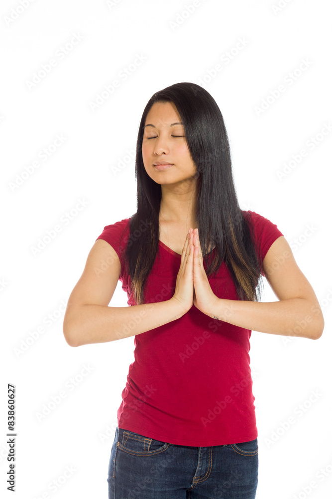Model isolated praying Model isolated praying