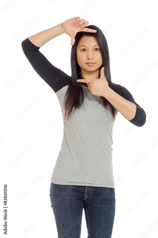 Model isolated framing with fingers Model isolated framing with fingers