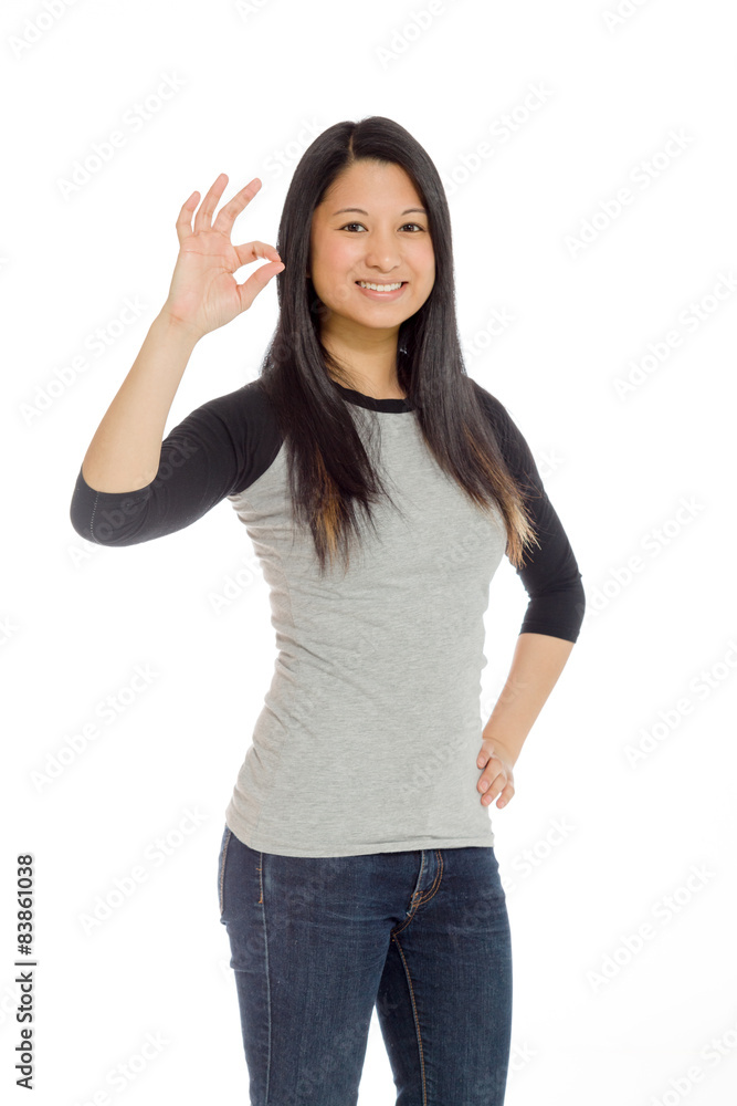 Model isolated ok sign Model isolated ok sign