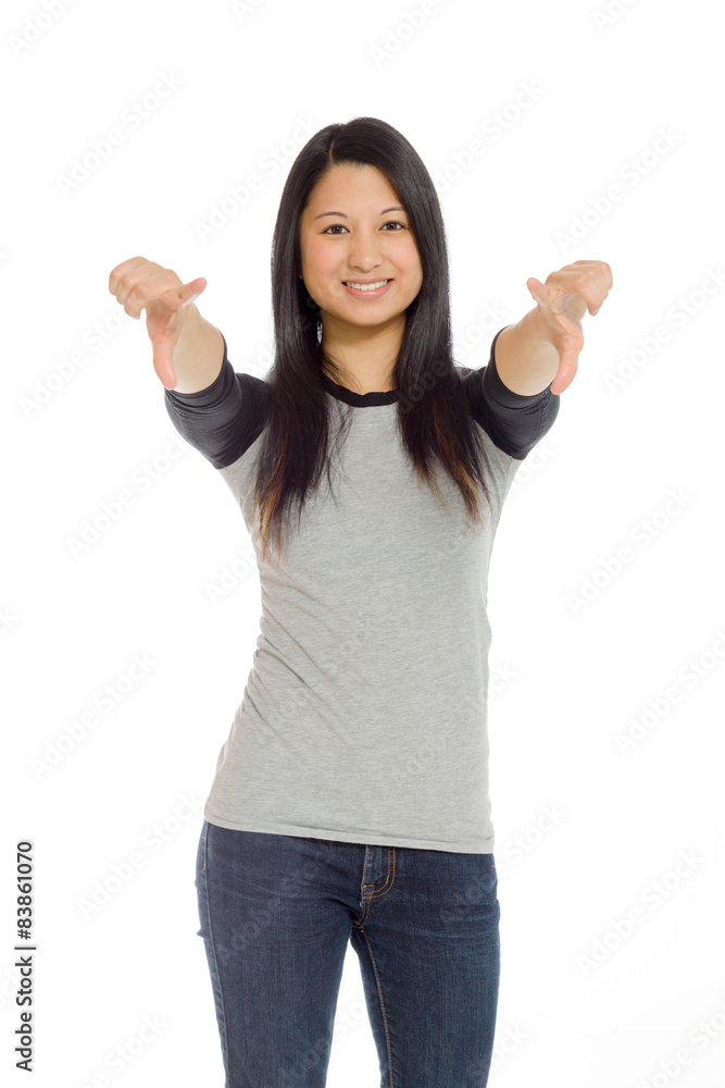 Model pointing to camera Model pointing to camera