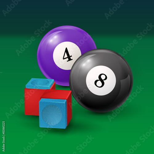 Pool table background  illustration with billiard balls and