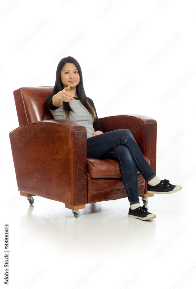 Model isolated with hand shake Model isolated with hand shake