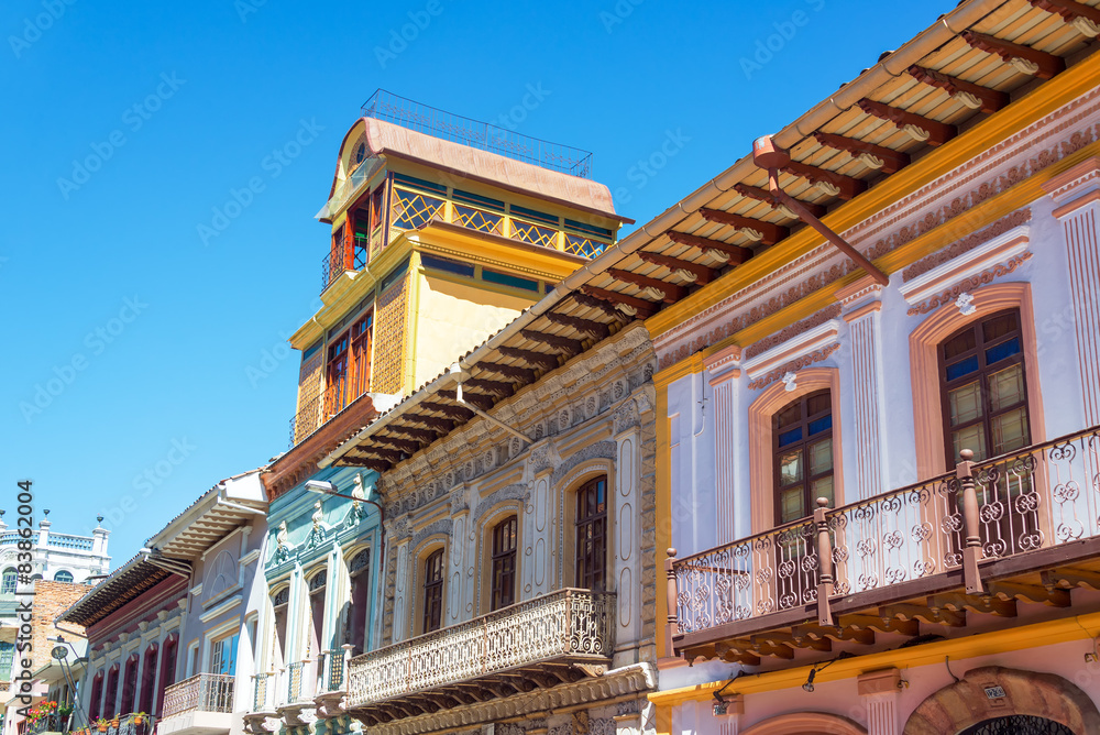 Balconies in Cuenca, Ecuador