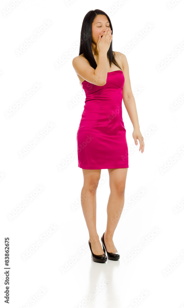 Model tired yawning Model tired yawning