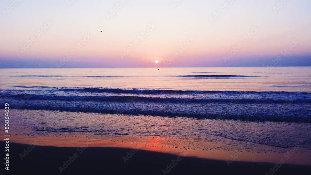 Beautiful Sunrise over the sea in Valencia spain