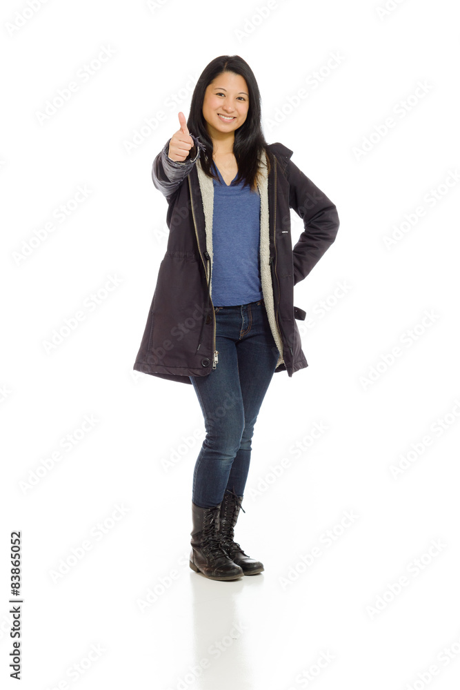 Model isolated thumbs up success Model isolated thumbs up success