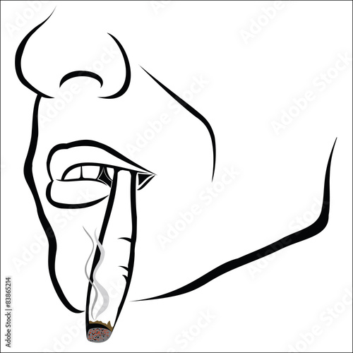 Face sketch with cigarette