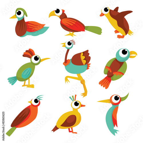 Cartoon Rainbow Birds