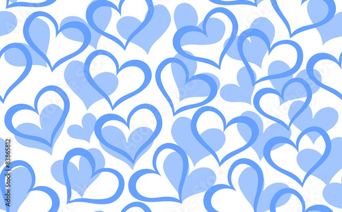 Abstract vector seamless pattern with decorative blue hearts