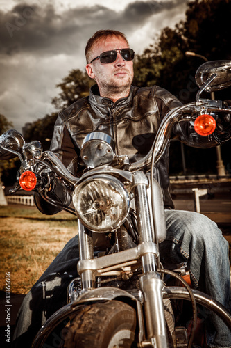 Biker on a motorcycle